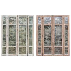 Two Sets Of Old Oak Windows Bay Door Glass Partition Loft Workshop Showcase