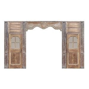 Boiserie D’alcôve Romantique D’époque XVIIIème Portes Vitrées Anciennes 6 Lots