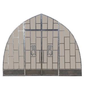 Two Art Deco Period Arched Bay Windows In Hammered And Chiseled Wrought Iron