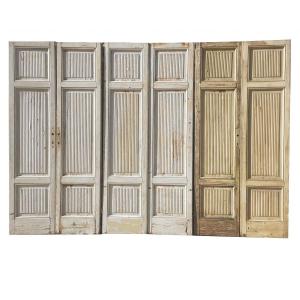 3 Paires Ou 6 Portes De Communication Ou Placards Anciens Au Dessin Original Architectural