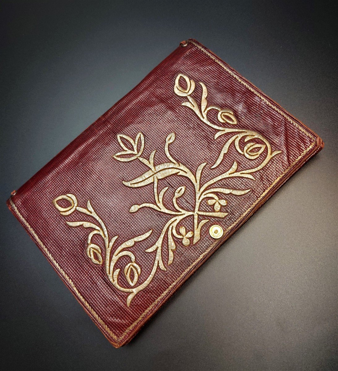 Moroccan Judaism: Leather Wallet Embroidered With Silver Threads 1910/1920-photo-3