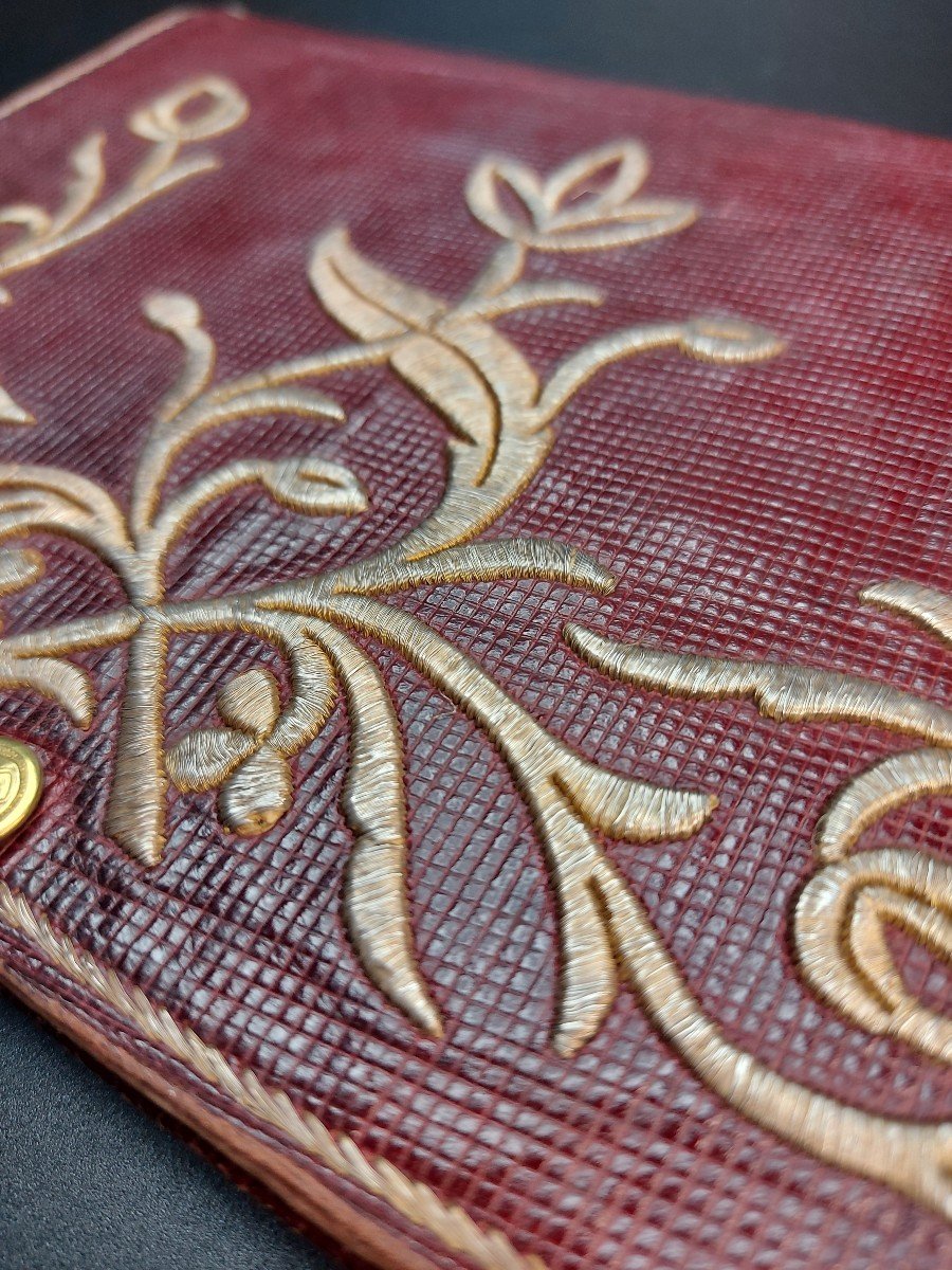 Moroccan Judaism: Leather Wallet Embroidered With Silver Threads 1910/1920-photo-5