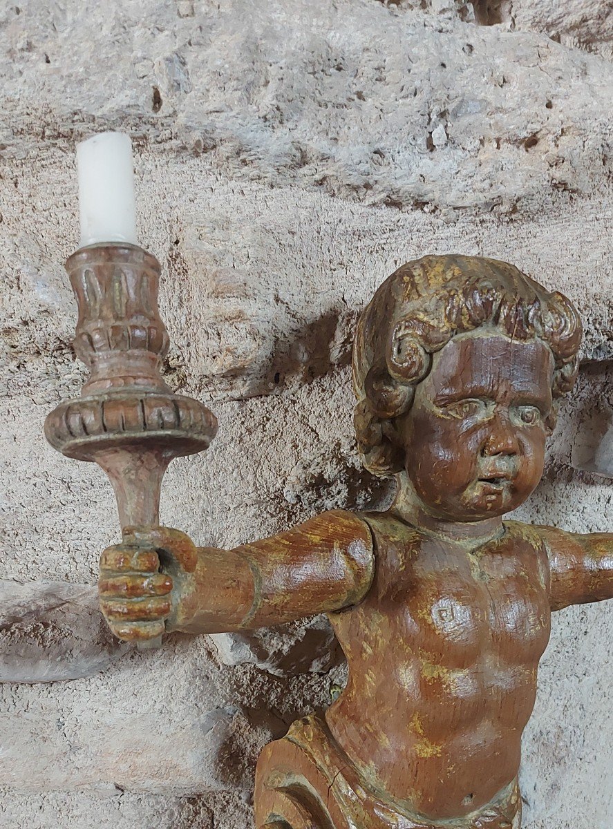 Putto à Deux Bras De Lumière 18e Siècle-photo-1