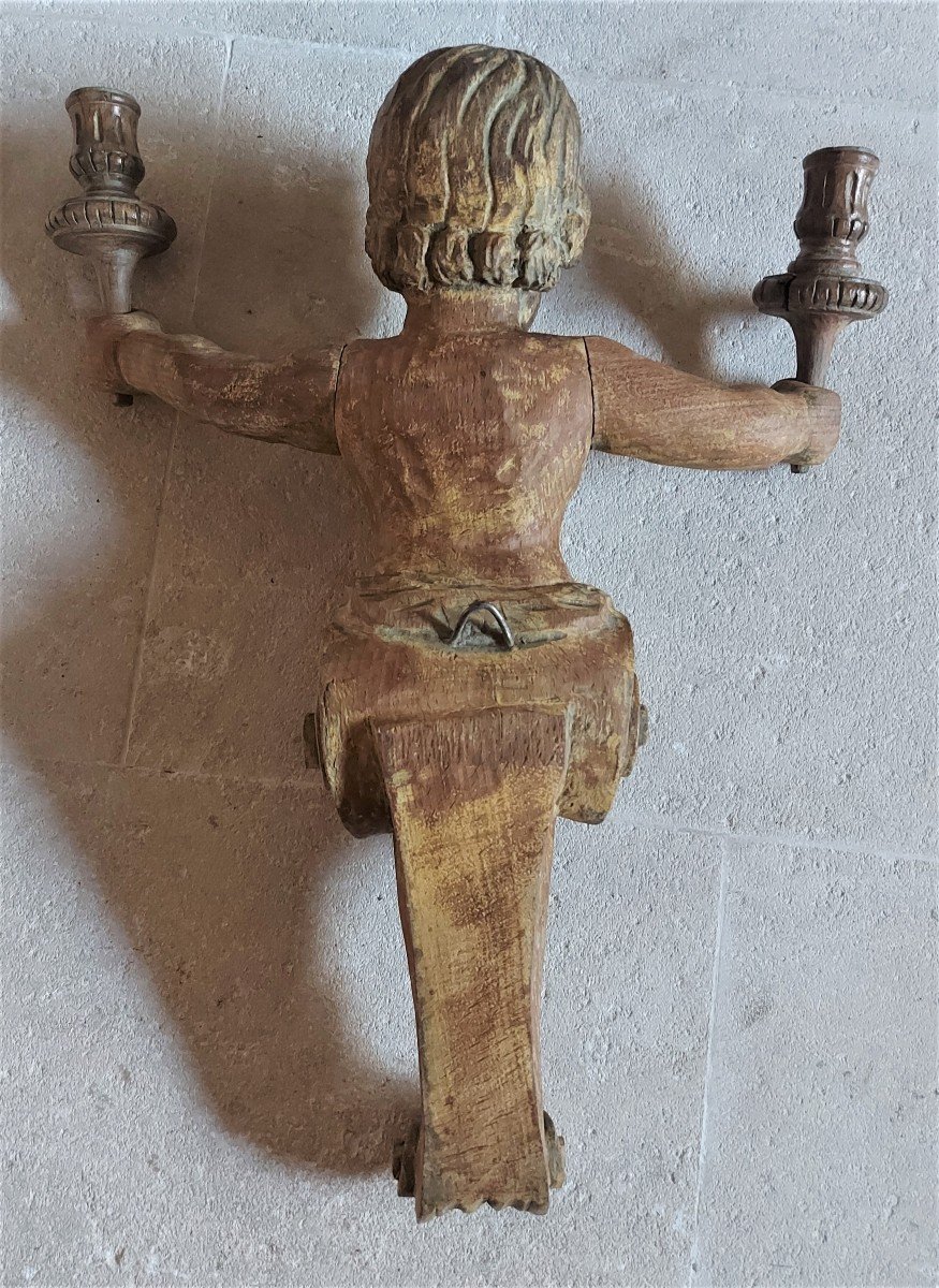 Putto à Deux Bras De Lumière 18e Siècle-photo-2