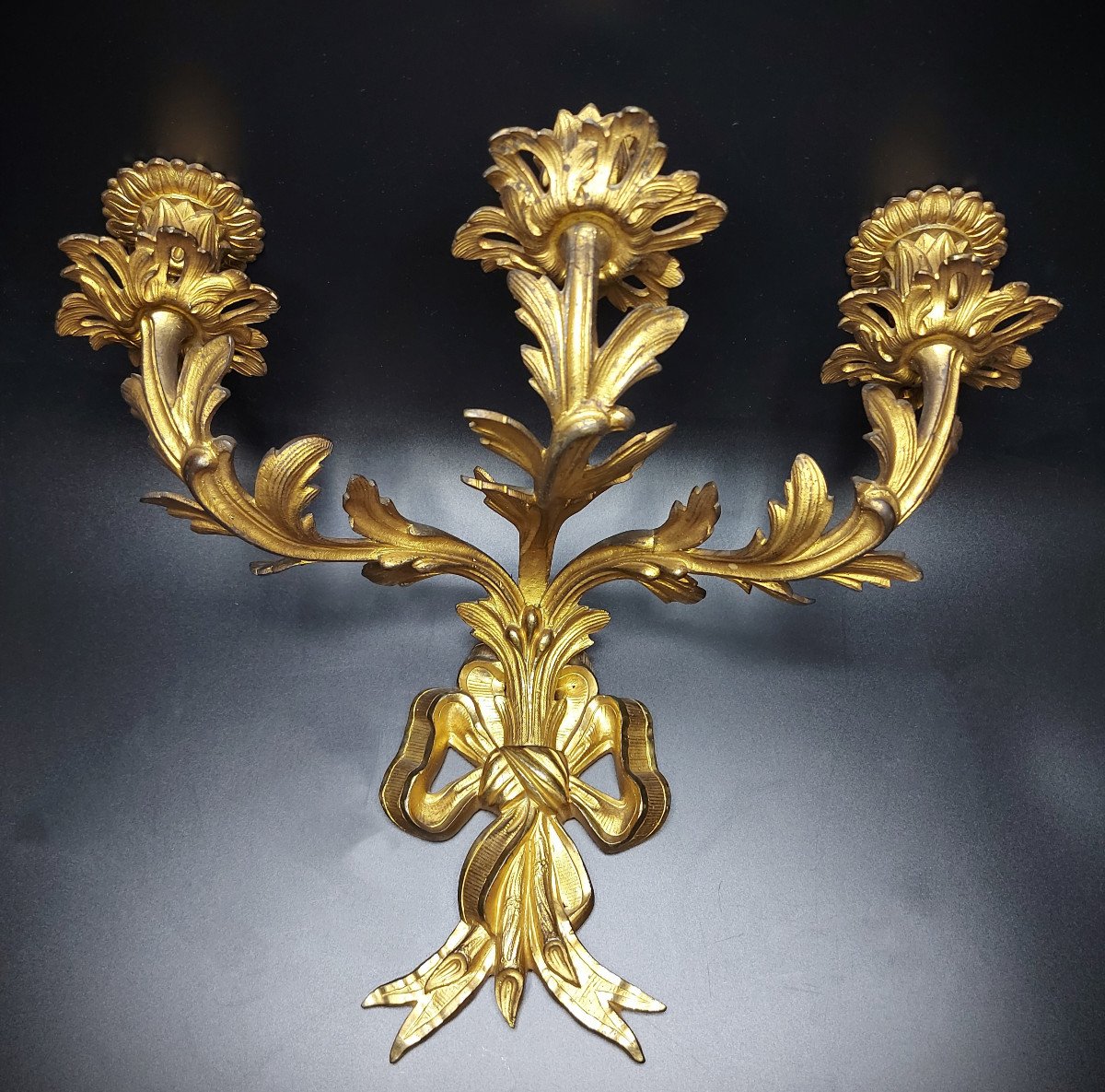 Sconces (pair Of) Gilt Bronze Transition Style-photo-2