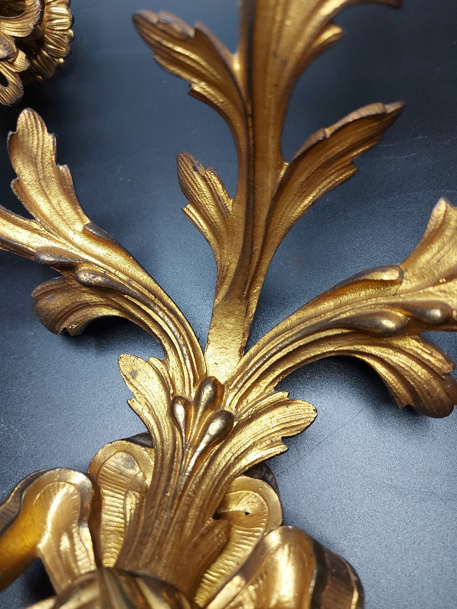 Sconces (pair Of) Gilt Bronze Transition Style-photo-6