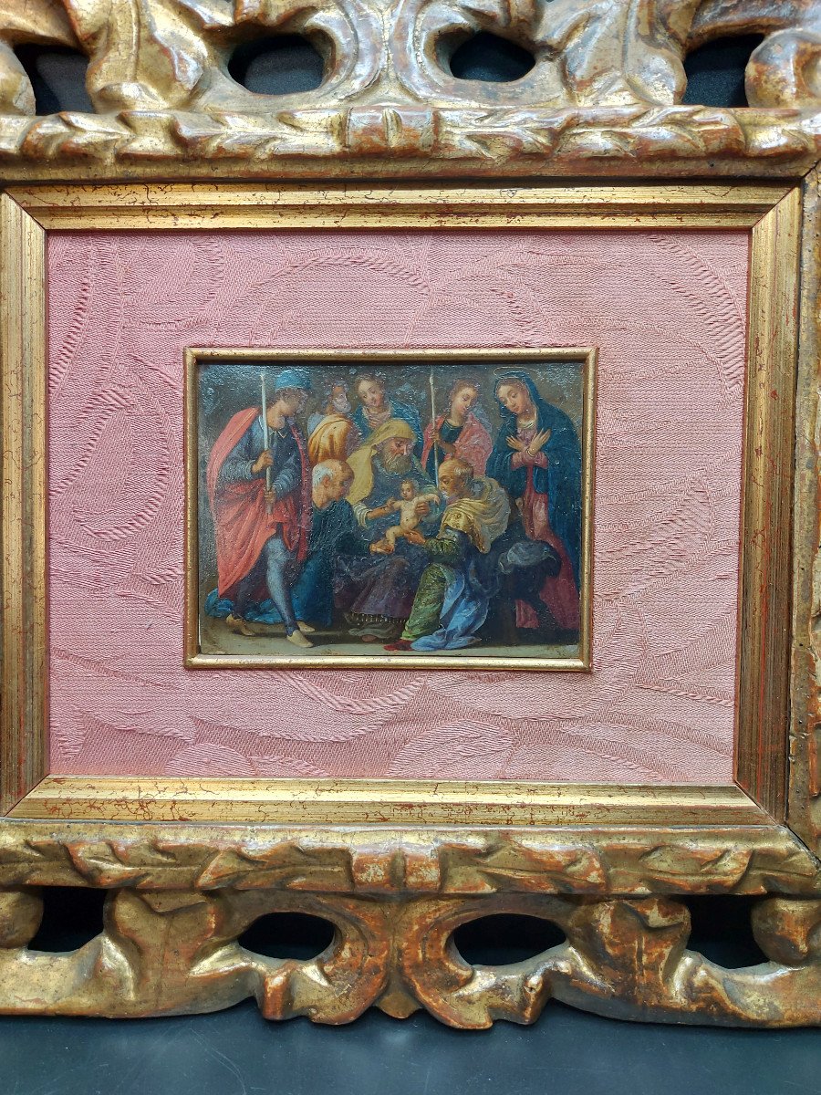 Presentation Of Jesus Oil On Copper 17th Century-photo-3