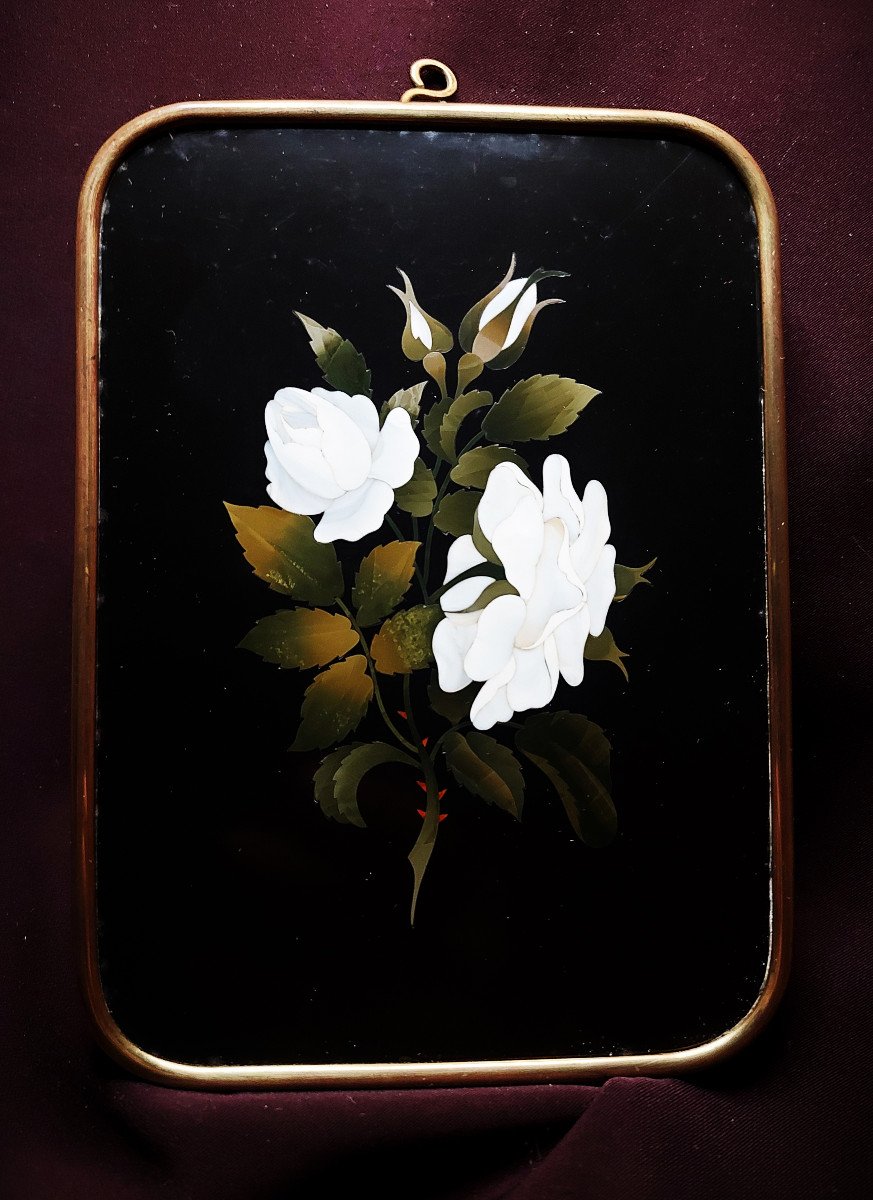 Marble Marquetry: Bouquet Of White Roses-photo-2