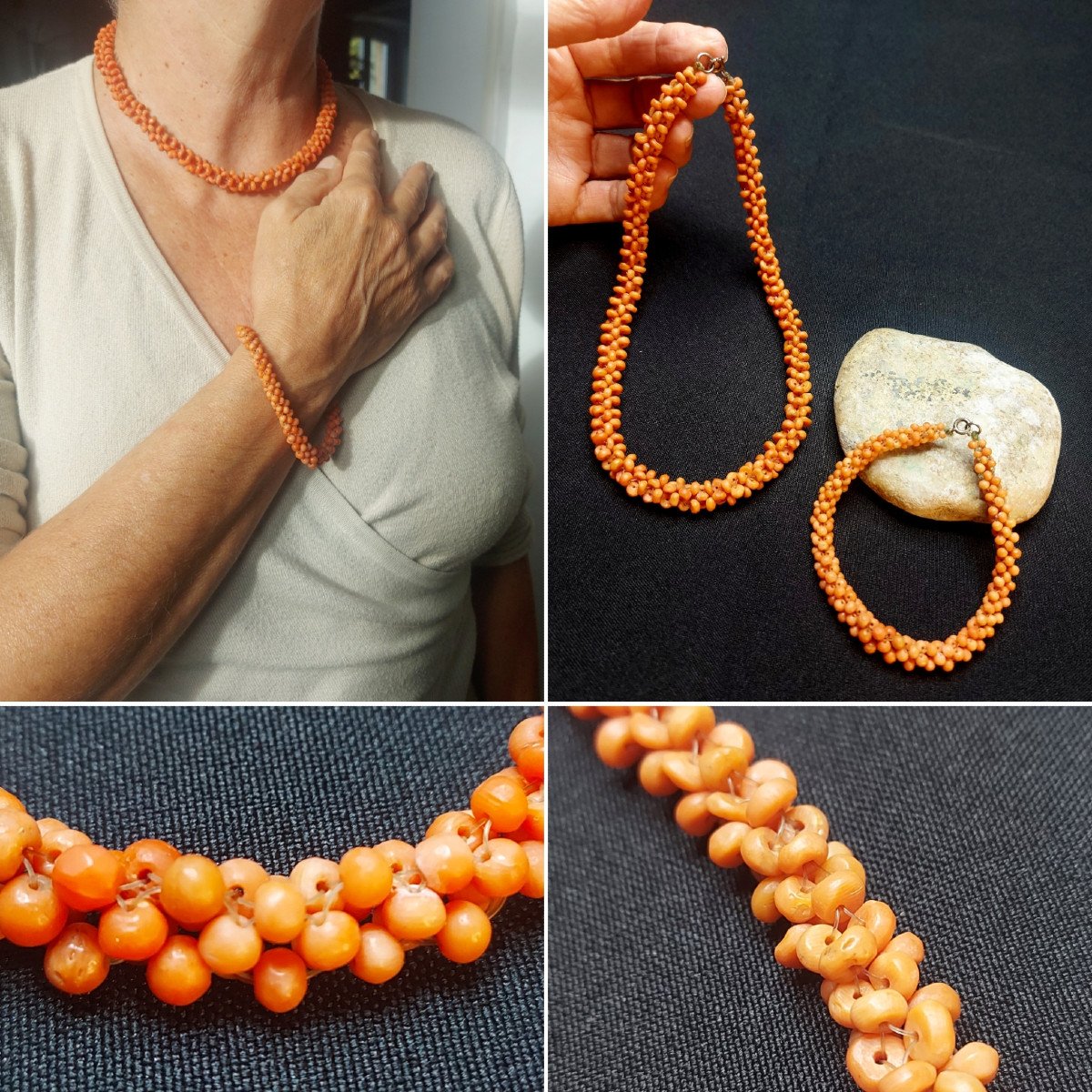 Perles De Corail : Collier Et Bracelet