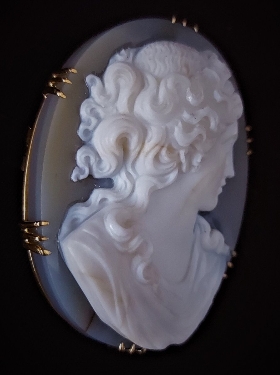 Camée Sur Agate En Broche