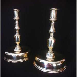 Bronze Candlesticks (pair Of) 17th Century