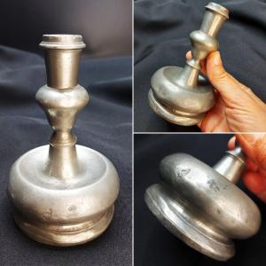 Rarity: Small Pewter Candle Holder 18th Century