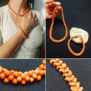 Coral Beads: Necklace And Bracelet