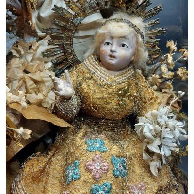 Santons Napolitains : Jésus Enfant Et Son Ange Gardien 18e Siècle