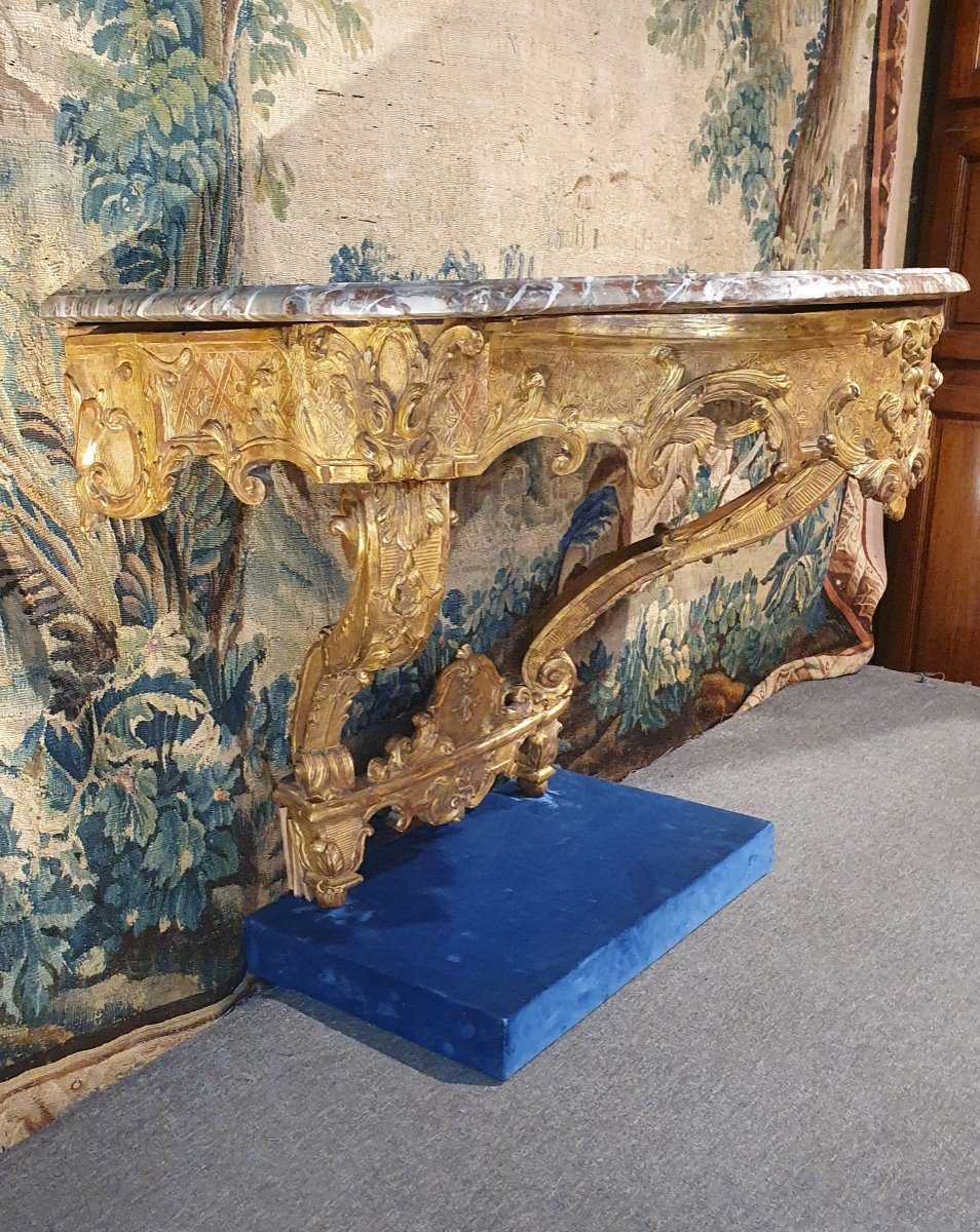 Importante Console En Bois Doré Epoque Louis XIV-photo-2