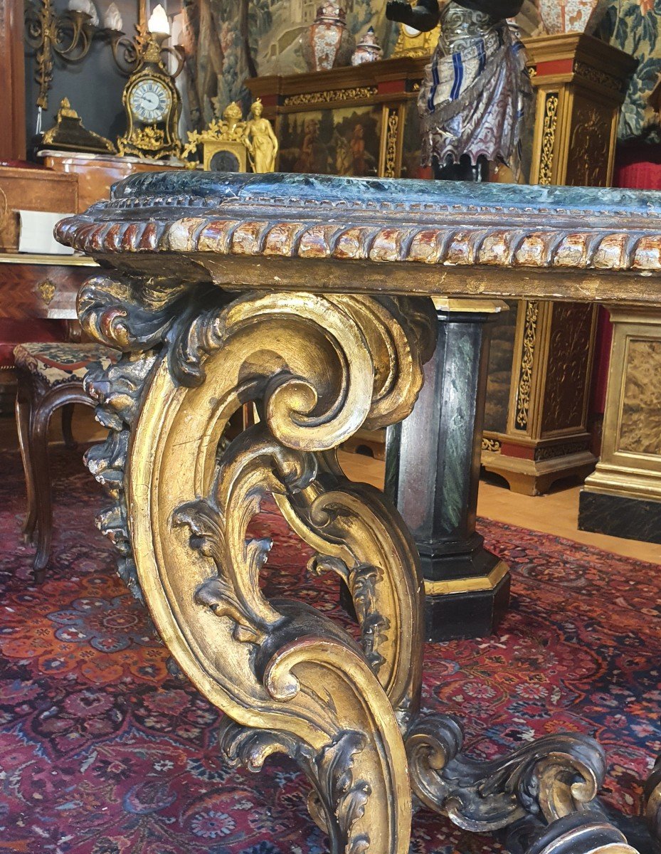 Importante Console En Bois Doré Epoque Louis XIV-photo-3