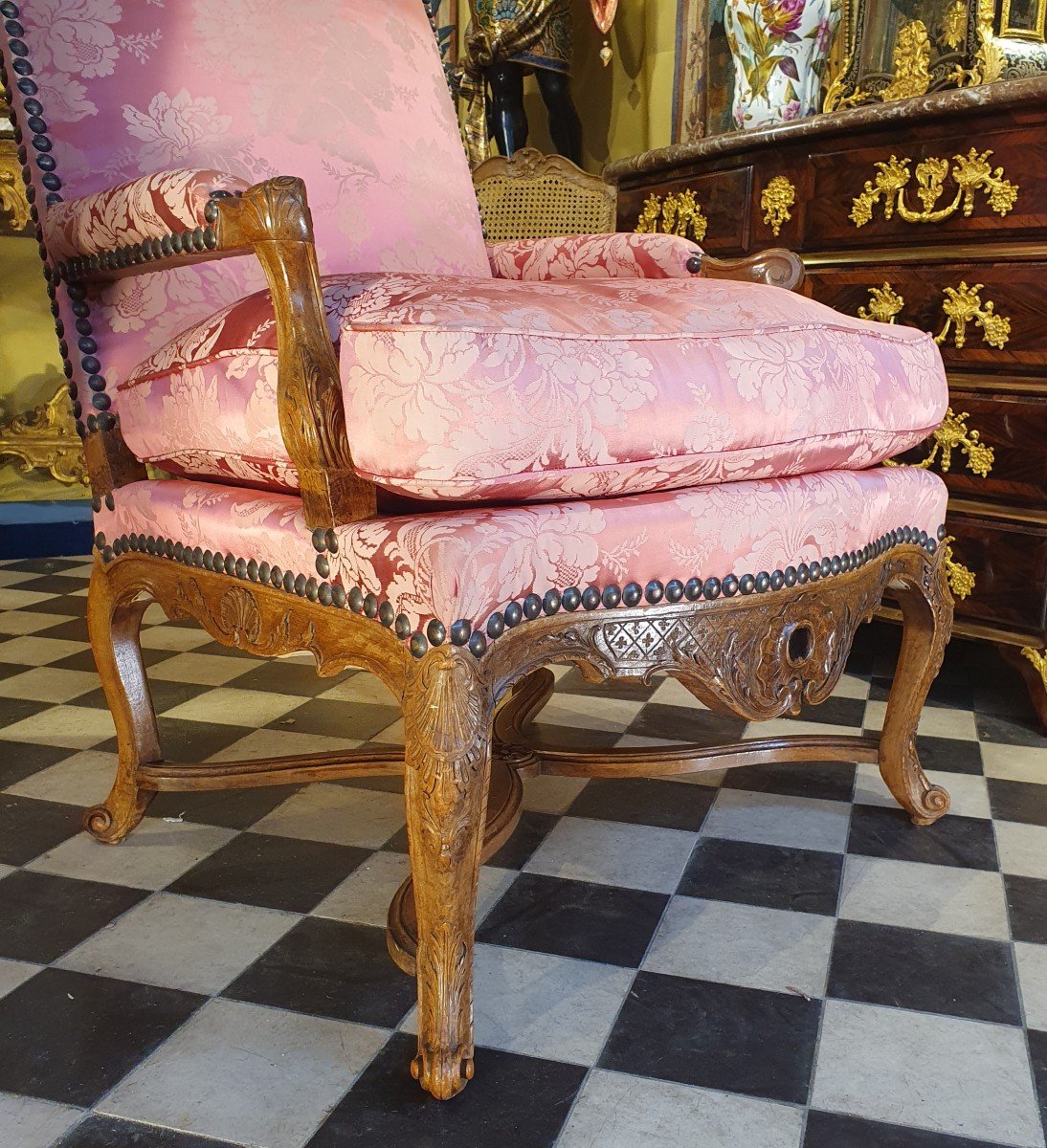 Important Armchair With Backrest To The Queen Regency Style-photo-3