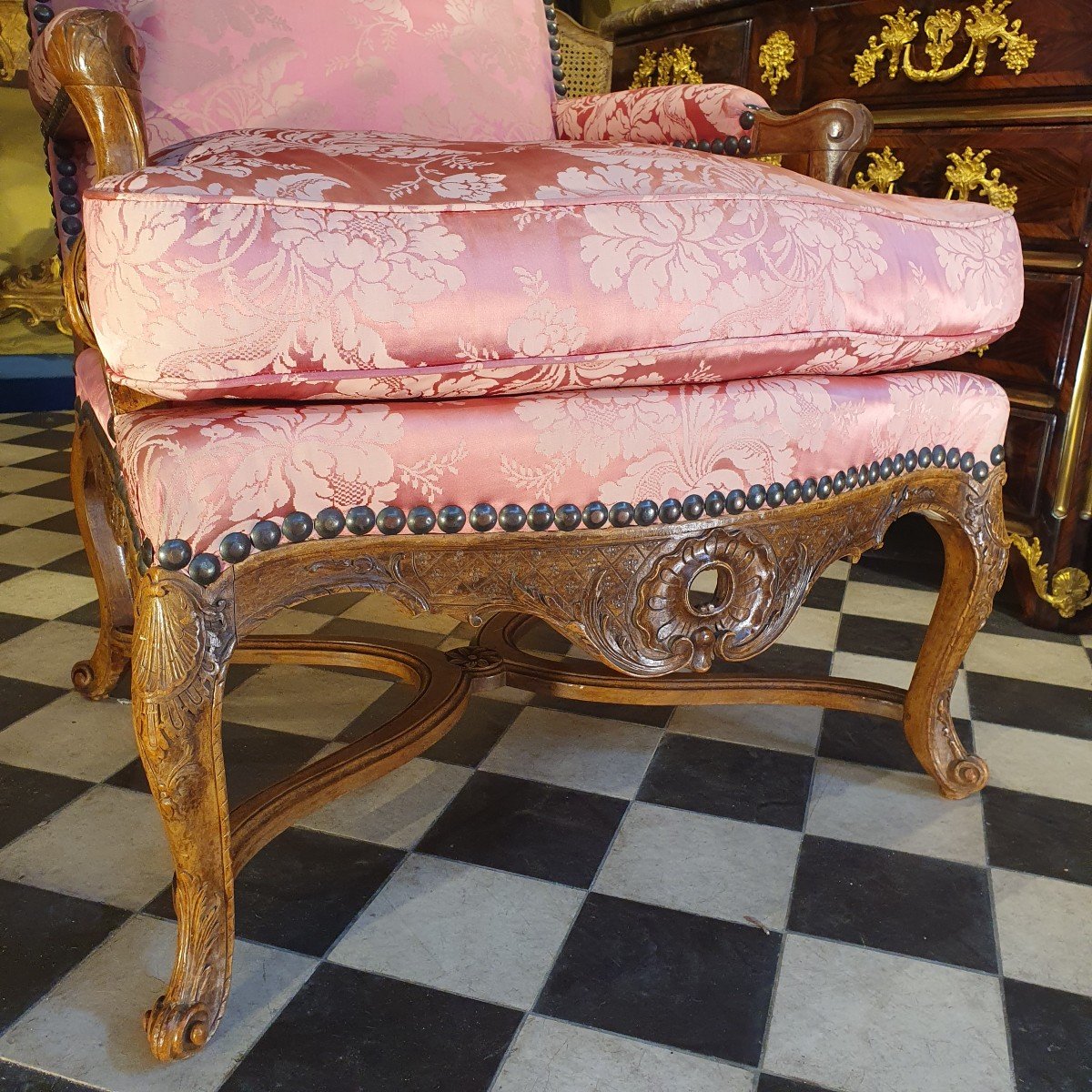 Important Armchair With Backrest To The Queen Regency Style-photo-4