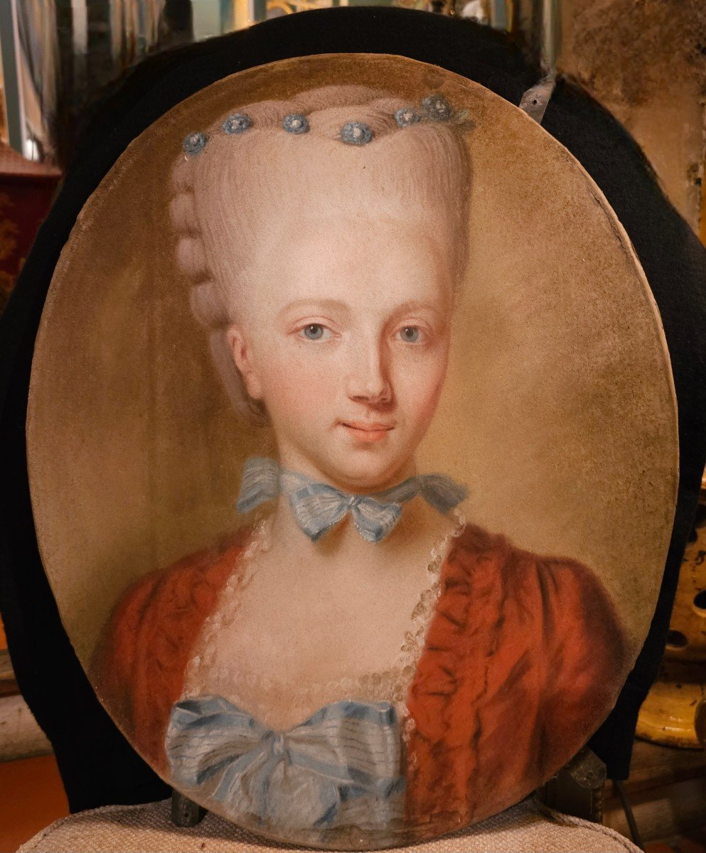 Pastel De Jeune Fille Epoque Louis XVI-photo-2