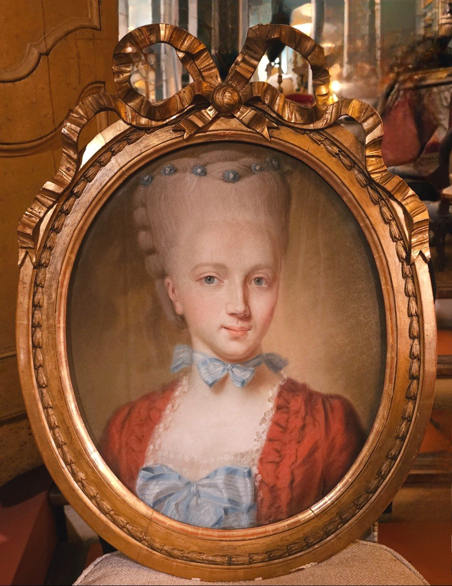 Pastel De Jeune Fille Epoque Louis XVI