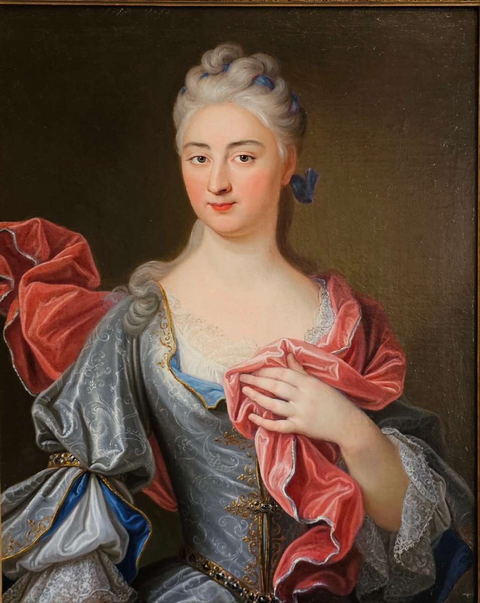 Portrait Of Young Woman Louis XV Period-photo-2