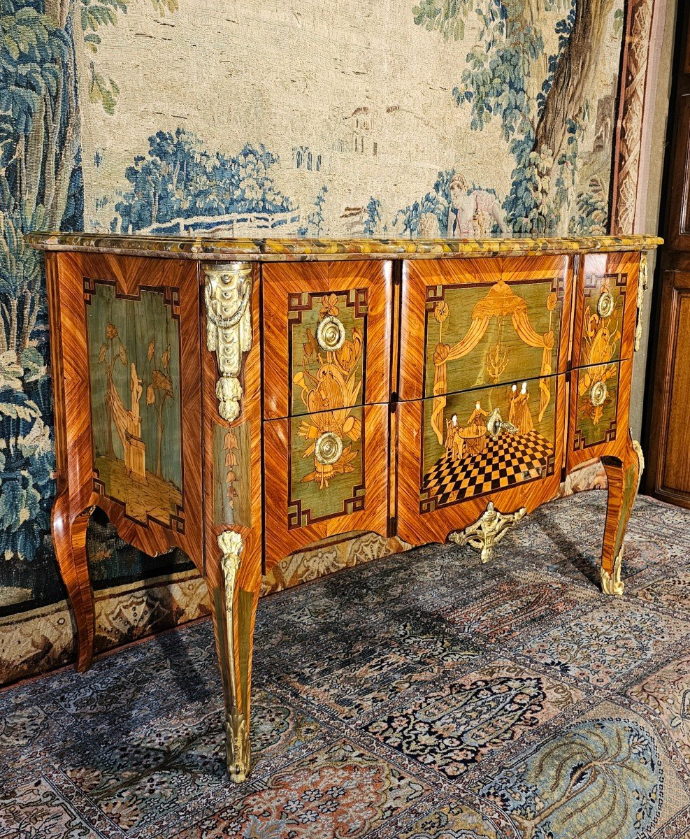 Rare Commode à Ressaut Epoque Transition Louis XV- Louis XVI-photo-2