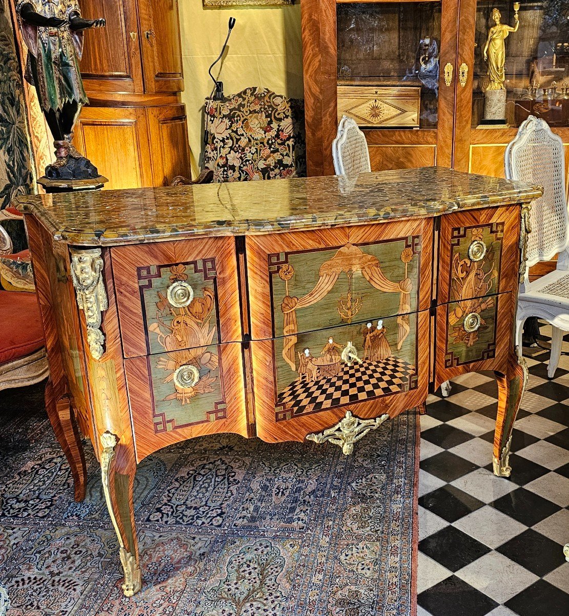 Rare Commode à Ressaut Epoque Transition Louis XV- Louis XVI-photo-8