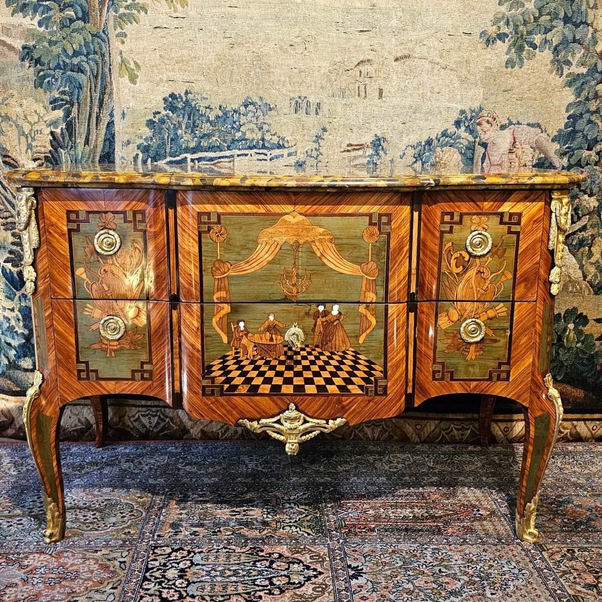 Rare Commode à Ressaut Epoque Transition Louis XV- Louis XVI