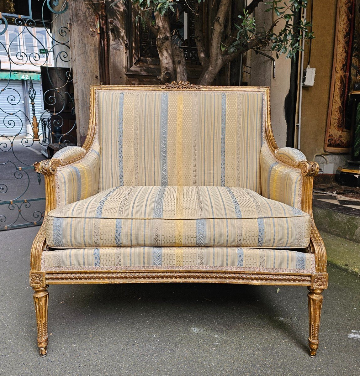 Marquise In Golden Wood Louis XVI Period-photo-2