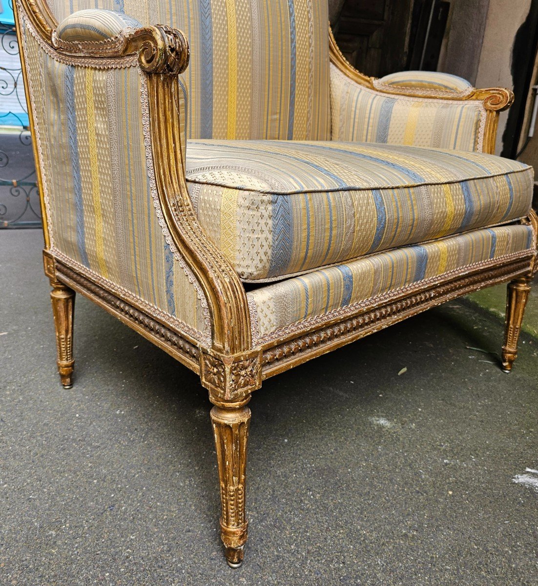 Marquise In Golden Wood Louis XVI Period-photo-3