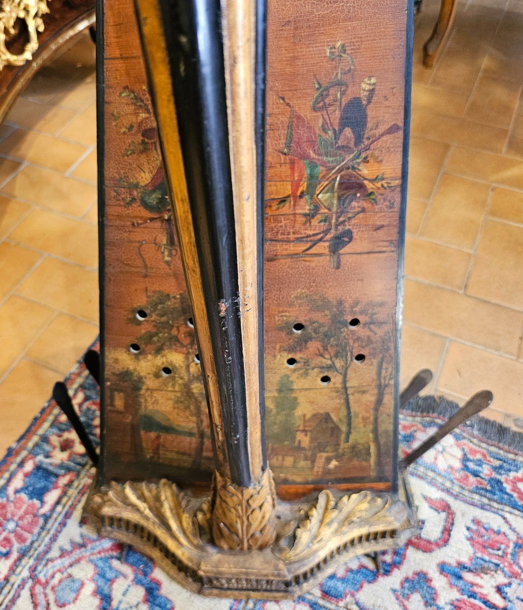 Rare Harpe En Bois Laqué Epoque Louis XVI-photo-2