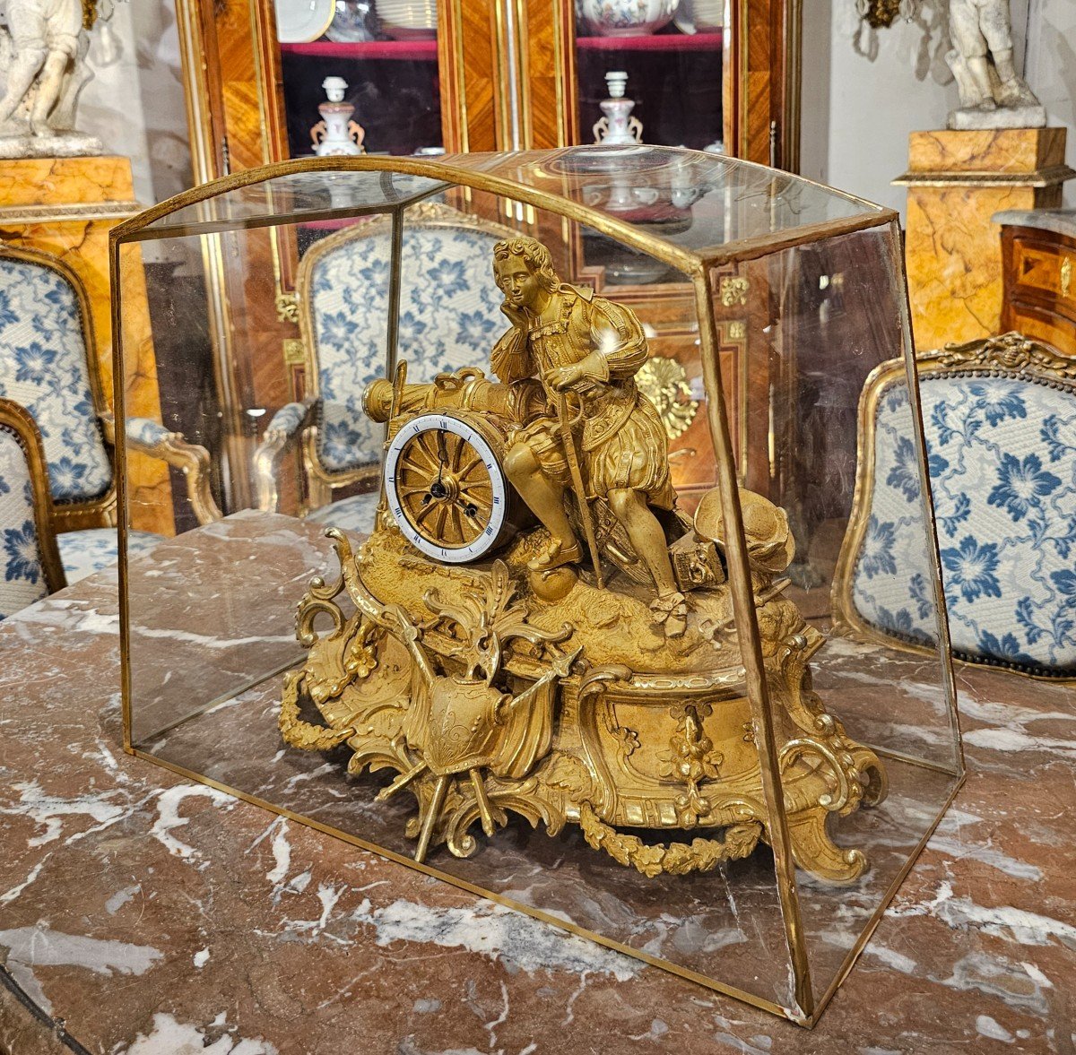 Pendulum In Gilt Bronze Restoration Period-photo-7