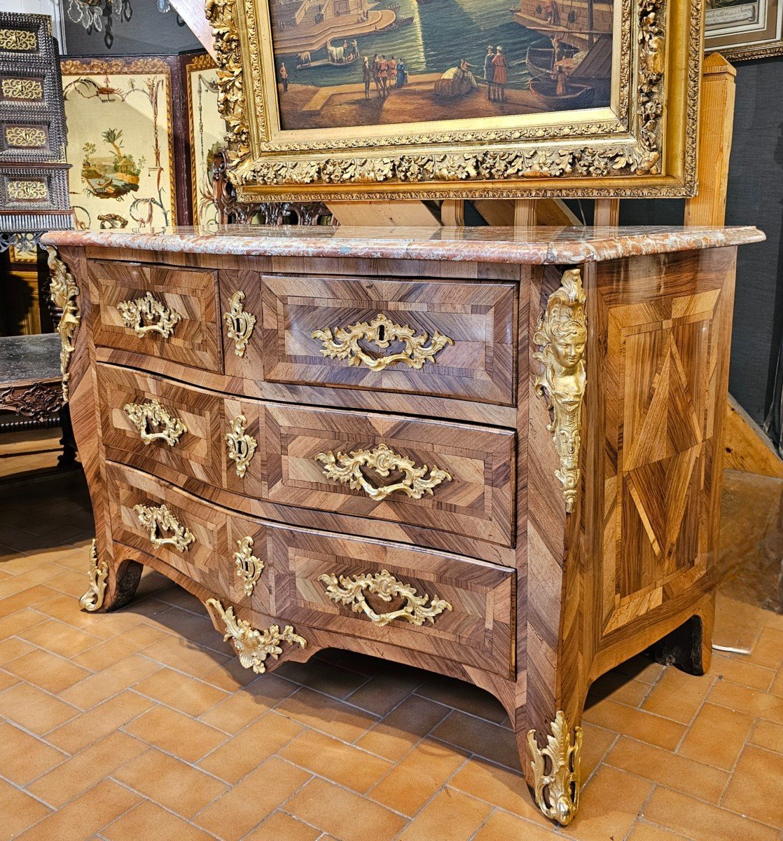 Curved Commode Louis XV Period-photo-2