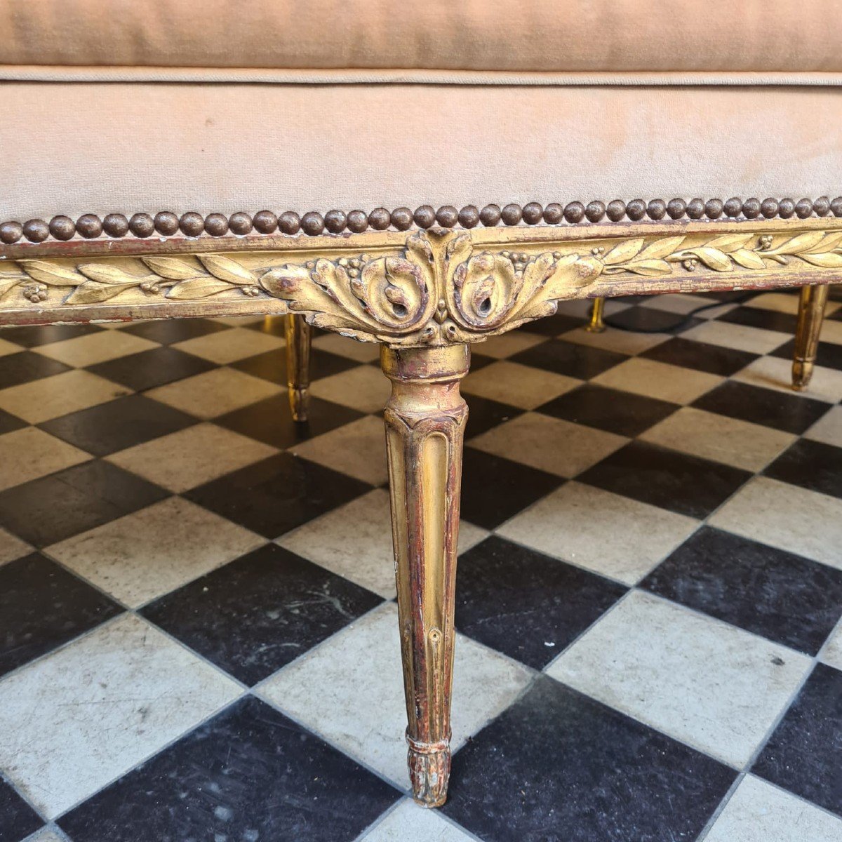 Louis XVI Period Golden Wood Bench-photo-3