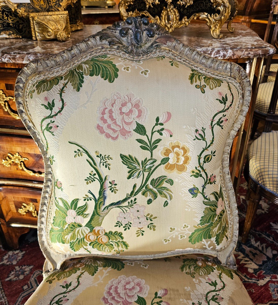 Rare Louis XV Period Queen's Back Chair-photo-3