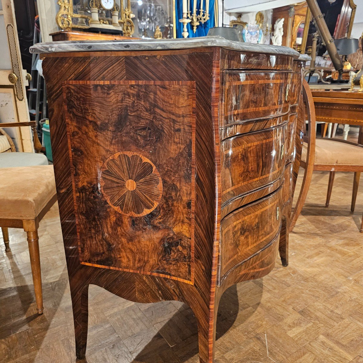 Louis XV Period Curved Chest Of Drawers-photo-3