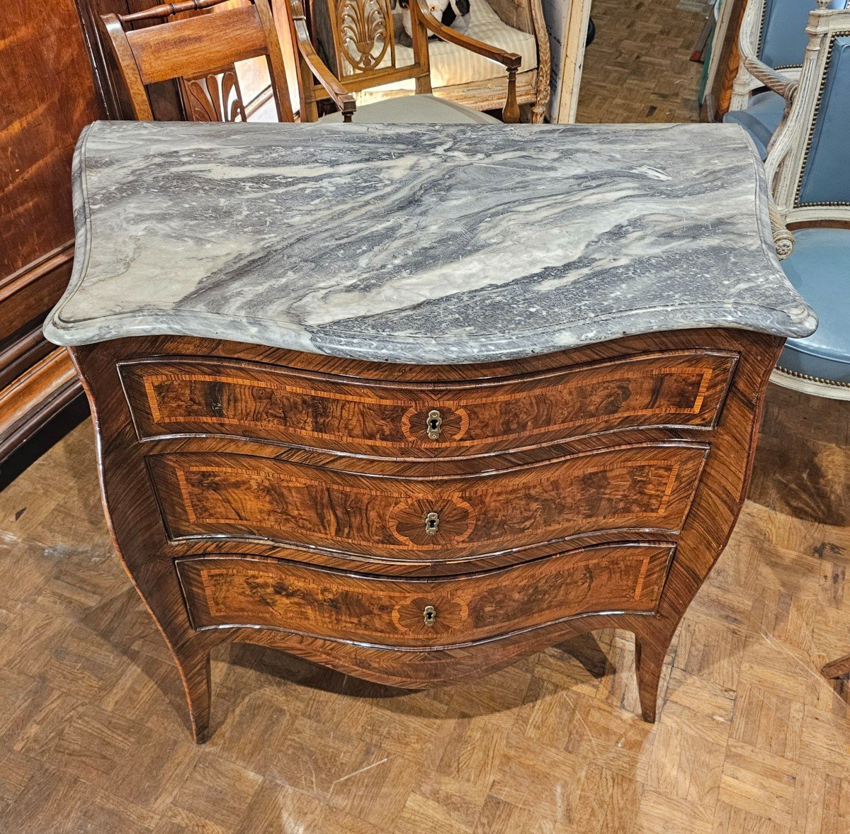 Louis XV Period Curved Chest Of Drawers-photo-1