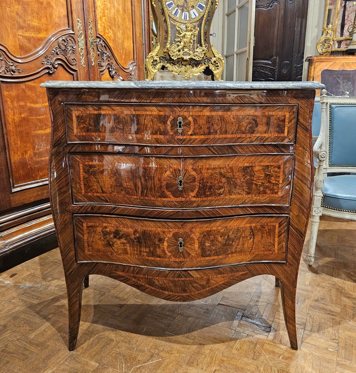 Louis XV Period Curved Chest Of Drawers