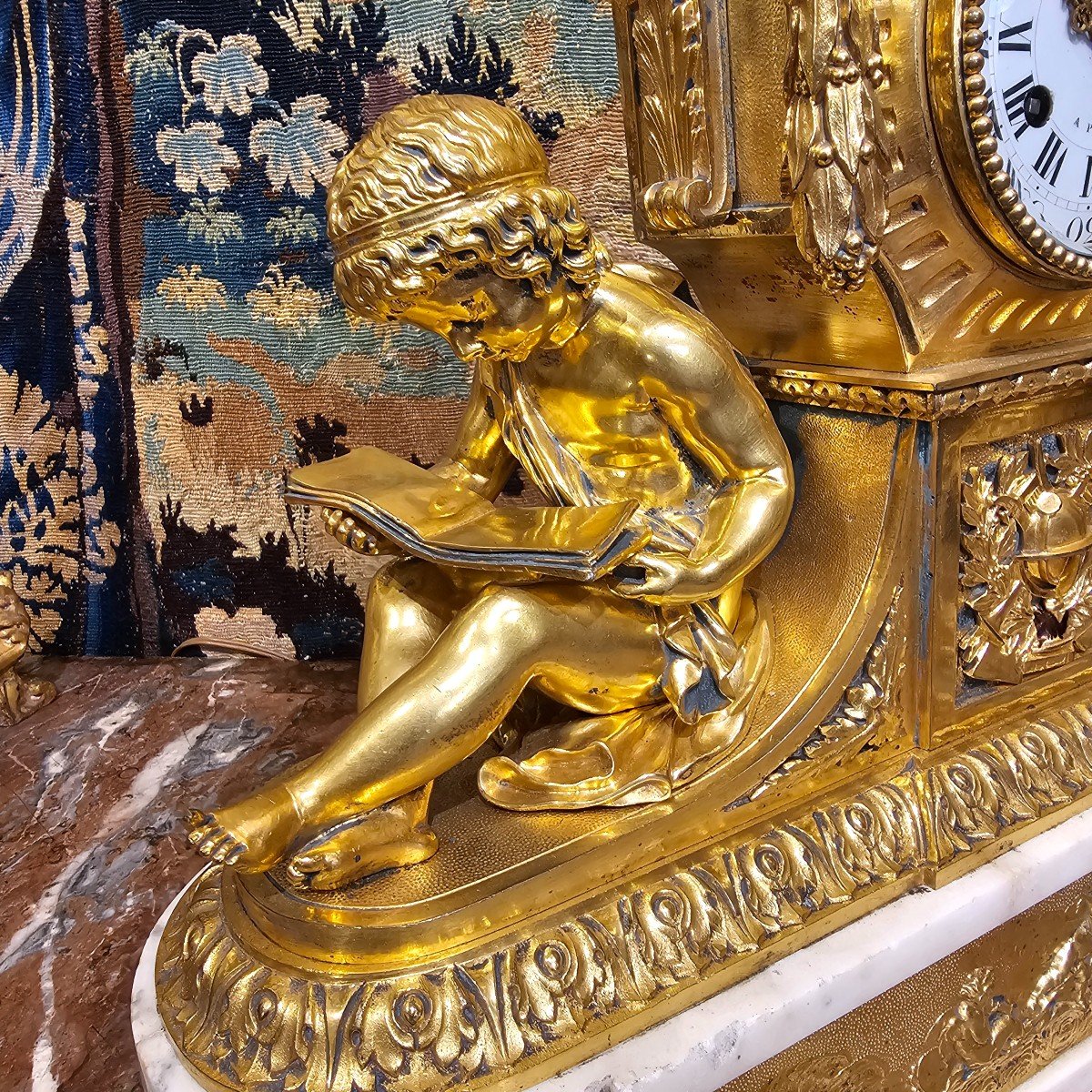 Important Louis XVI Period Gilt Bronze Clock-photo-2