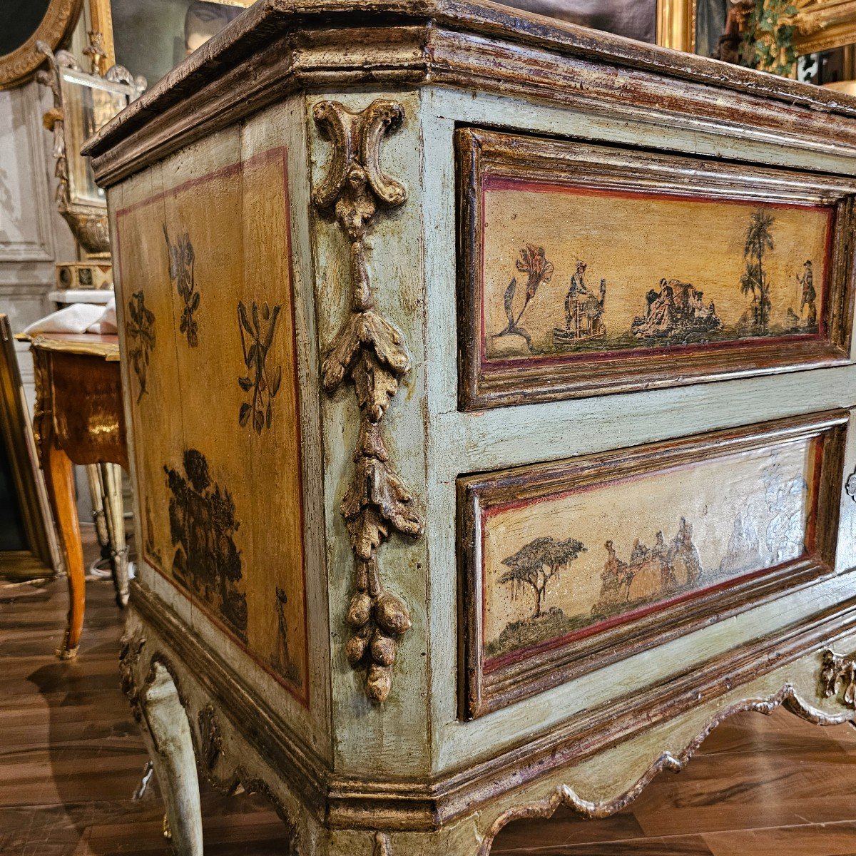 Rare Commode à Décors d'Arte Povera, Venise XVIIIème Siècle-photo-4