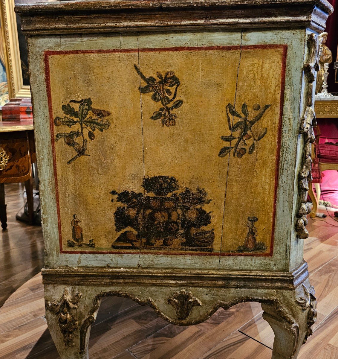 Rare Commode à Décors d'Arte Povera, Venise XVIIIème Siècle-photo-4