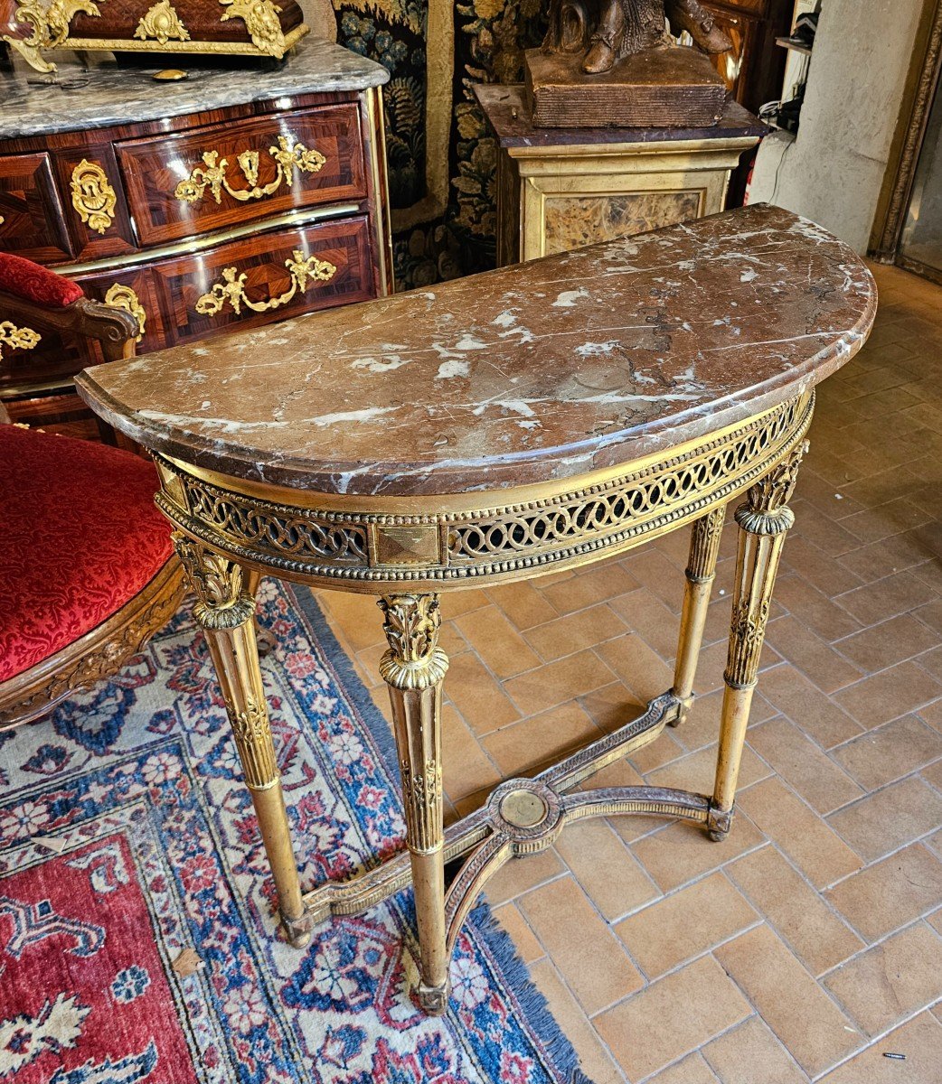 Console De Forme Demi-lune Epoque Louis XVI-photo-3