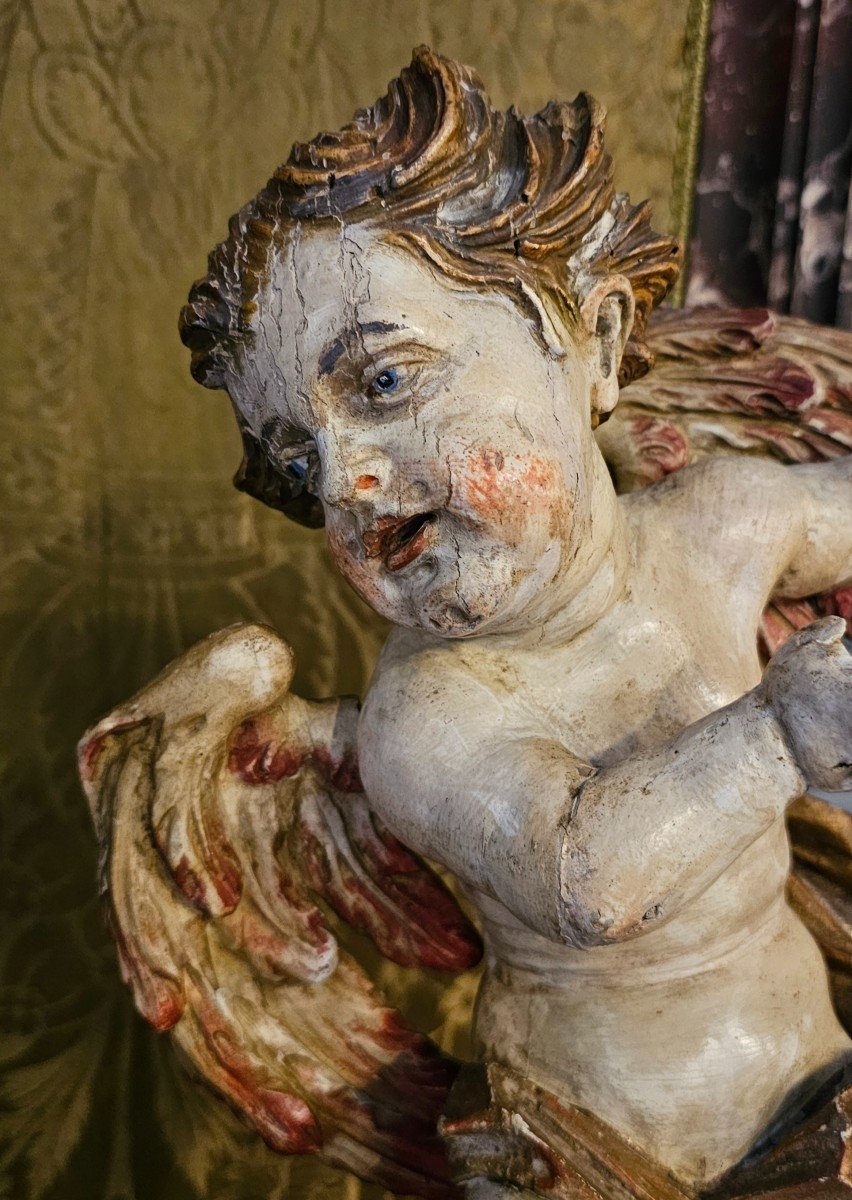 Polychrome Wooden Angel, Regency Period-photo-4