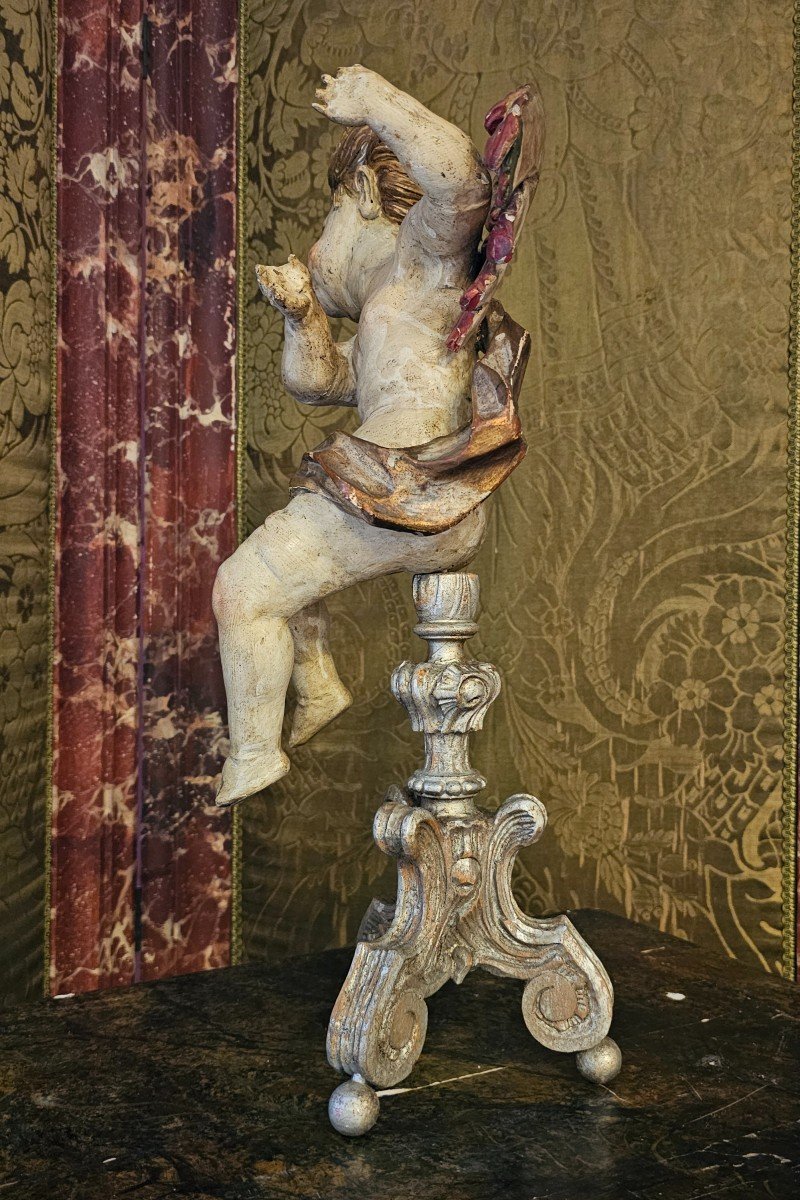 Polychrome Wooden Angel, Regency Period-photo-2