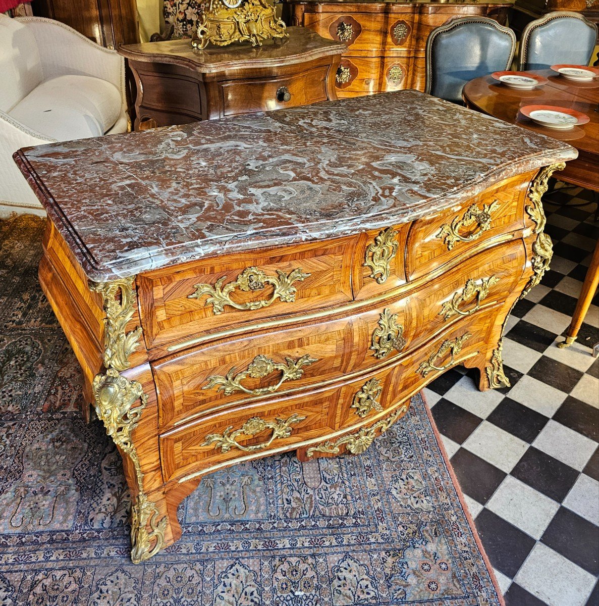 Louis XV Period Tomb-shaped Chest Of Drawers-photo-4