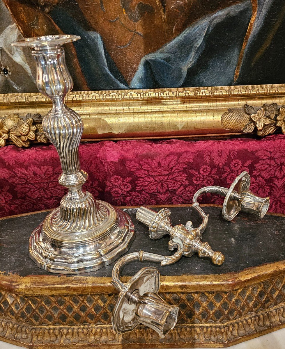 Paire De Flambeaux à Deux Bras De Lumières Epoque Louis XV-photo-4