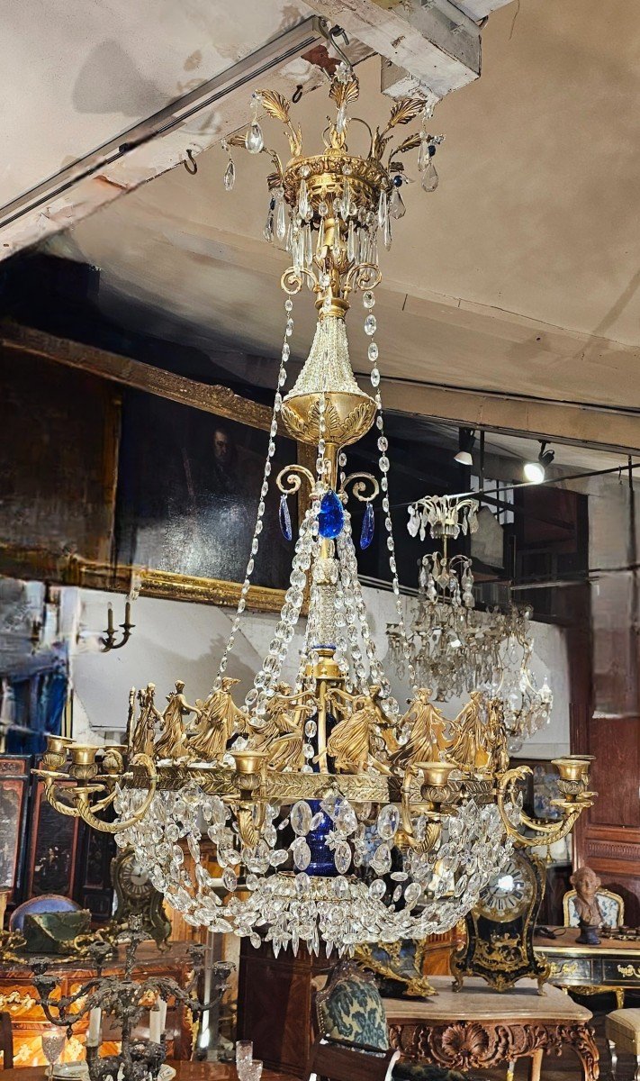 Empire Restoration Period Gilt Bronze Chandelier-photo-2