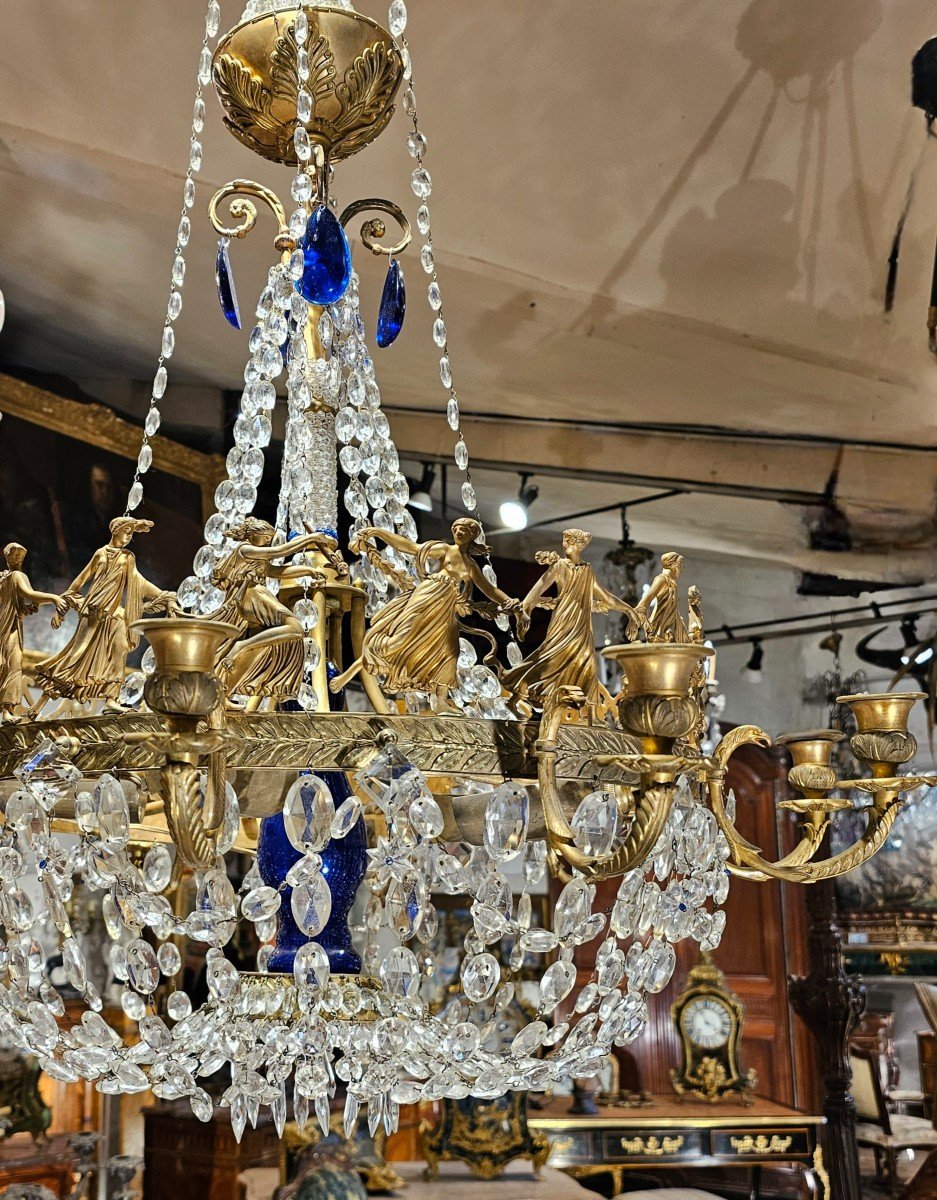 Empire Restoration Period Gilt Bronze Chandelier