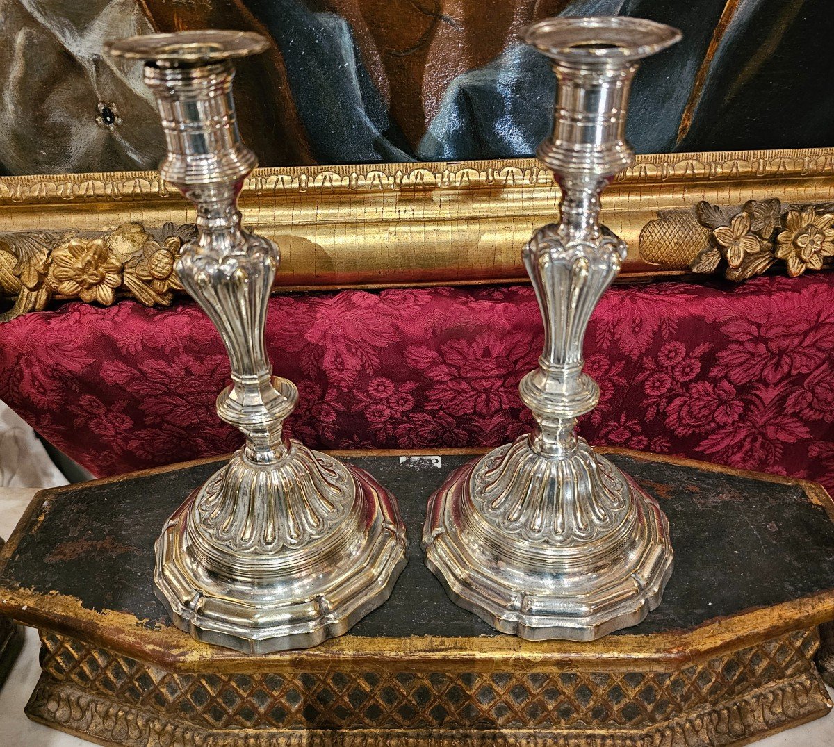 Paire De Bougeoirs  Epoque Louis XV-photo-2