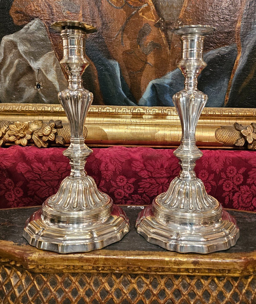 Paire De Bougeoirs  Epoque Louis XV